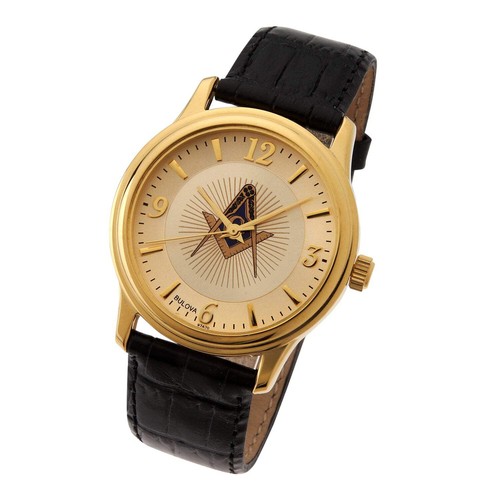 Bulova gold tone masonic - gold-tone,